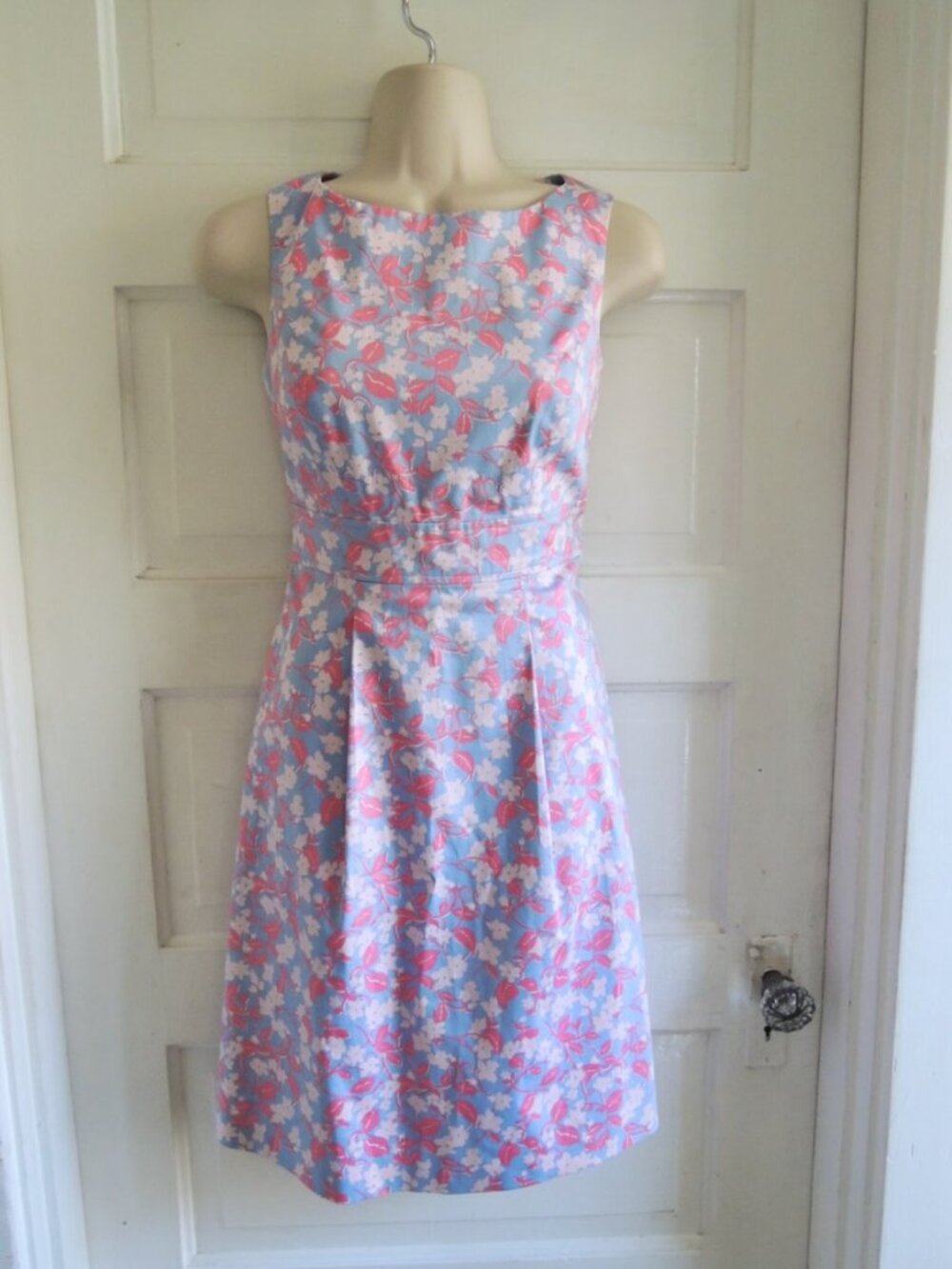 Brooks Brothers Pink & Blue Foral Stretch Cotton Sheath Dress 0P